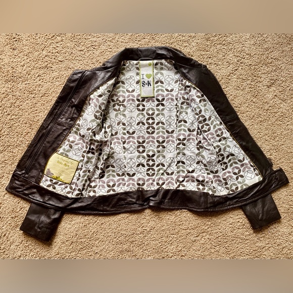 Soia & Kyo Soft Chocolate Brown Motorcycle Style Leather Zip Up Jacket - Picture 8 of 13